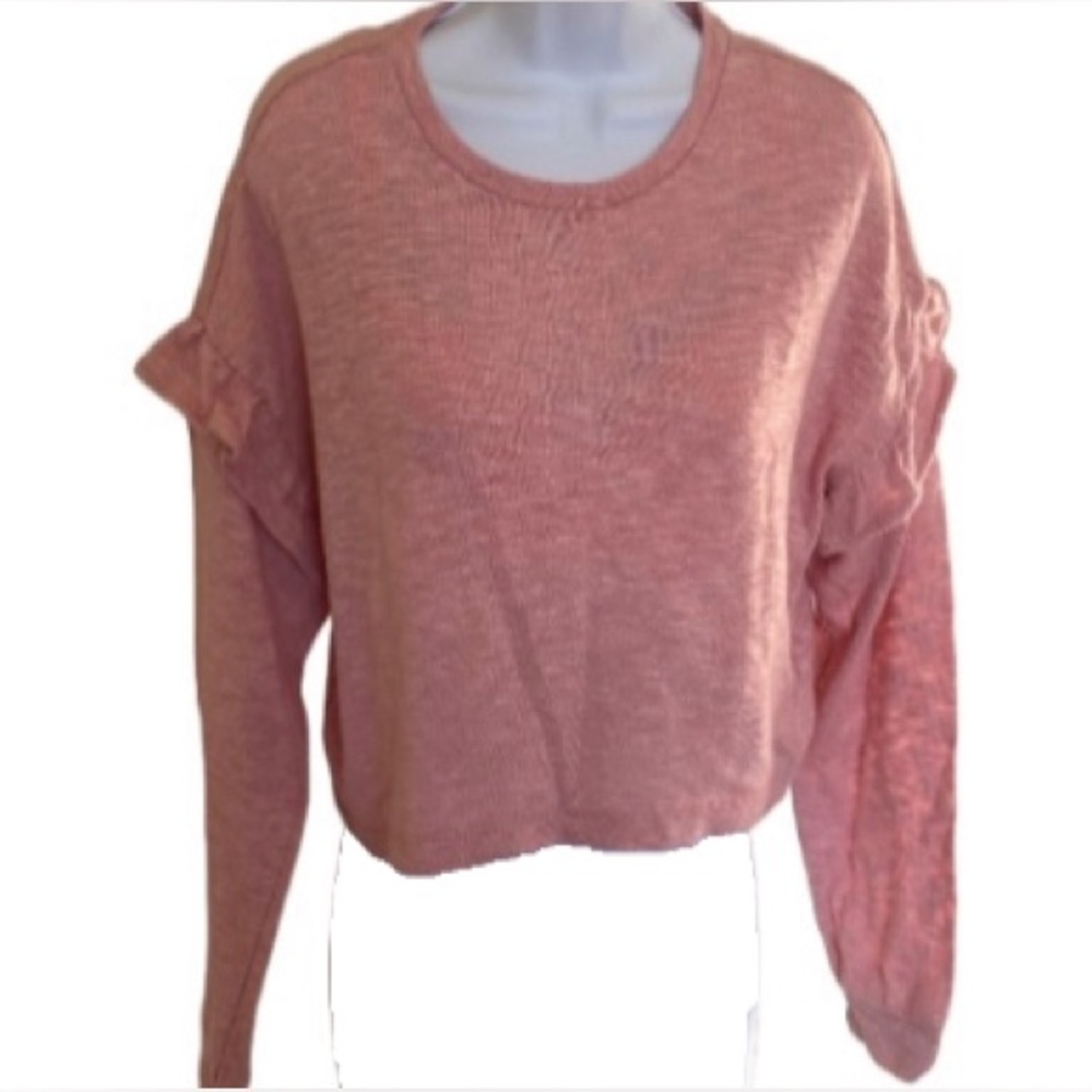 ⭐️4/$30 Ruffle Sleeve Pink Crop Sweater